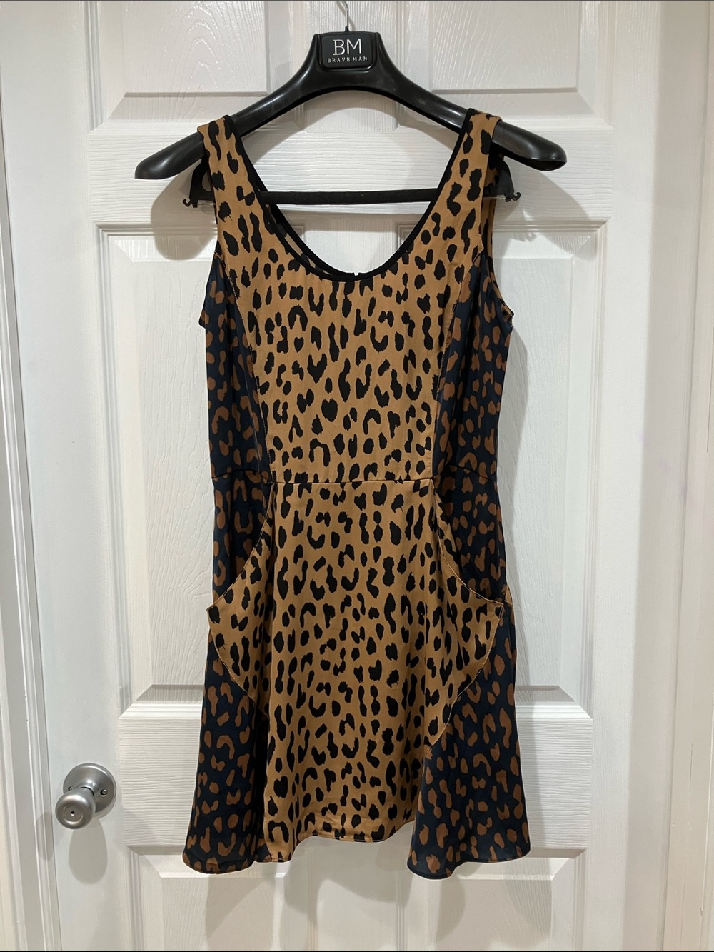 RACHEL Rachel Roy Tan and Black Leopard Print Mini Dress